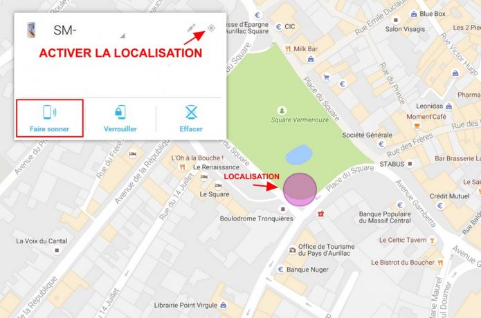Localiser un portable android google
